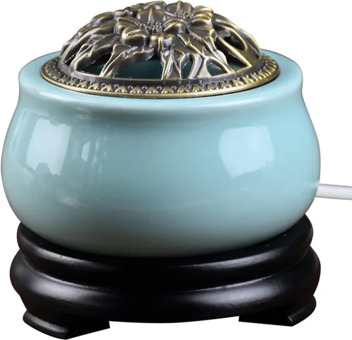 Miniatura 12 de Quemador de incienso eléctrico con temporizador, quemador de fragancia de cerámica de temperatura ajustable, difusor de aceite perfumado de resina