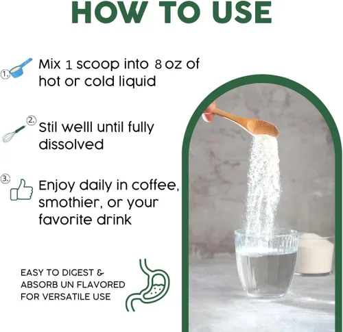 Miniatura 8 de Vital Life - Polvo de péptidos de colágeno – Colágeno hidrolizado con fórmula BioSynergy y 17 súper ingredientes, sabor a menta y limón, 16 onzas
