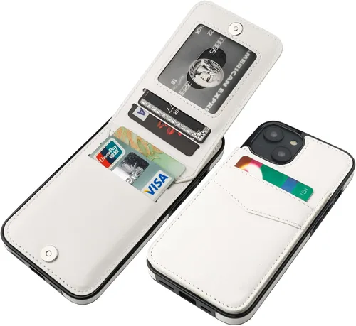 Miniatura 27 de KIHUWEY Compatible con iPhone 14 Funda Cartera con Soporte para Tarjeta de Crédito, Tapa de Cuero Premium con Cierre Magnético Soporte Funda