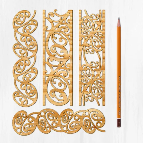 Miniatura 10 de Ajoure Lasercut Embelishments # Art Nouveau - Marcos de borde con patrón floral, chapa vintage, madera aglomerada, silueta de madera contrachapada