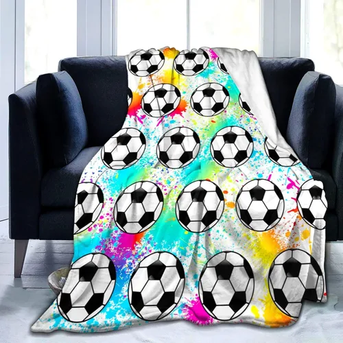 Manta de Fútbol Manta de Pelota de Fútbol Mantas de Franela Suave y Ligera Cálida y Acogedora Manta de Fútbol Regalo para Fanáticos del Deporte