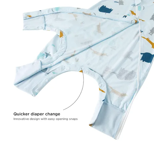 Miniatura 5 de Duomiaomiao Paquete de 2 bolsas de dormir TOG para niños de 6 a 12 meses, 100% algodón, ligero, con pies, transpirable, cómoda manta para niños