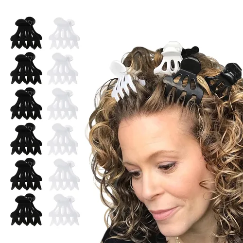 Curl Keeper Pinzas de pelo para cabello grueso y fino, pinzas de garra con dientes anchos (paquete de 12) - Pinzas grandes para mujeres - Soporte y