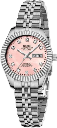 Miniatura 18 de NIBOSI Relojes para mujeres, reloj analógico de cuarzo, esfera de acero inoxidable con día y fecha, luminoso, impermeable, elegante, clásico