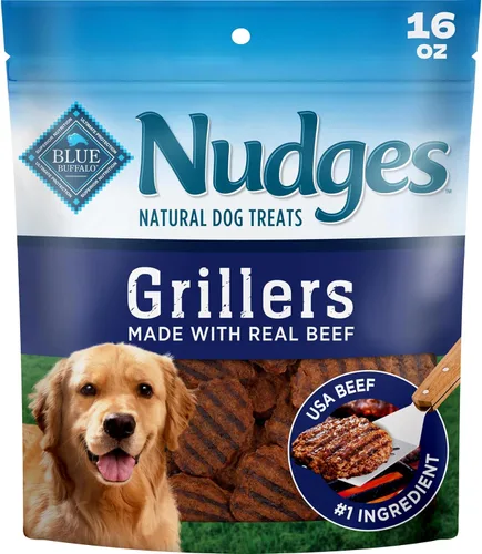 Blue Buffalo Nudges Grillers - Golosinas naturales para perros, carne de res, 16 onzas