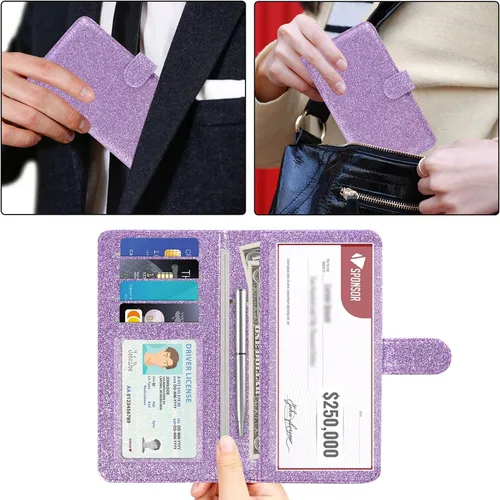 Miniatura 5 de ACdream Funda para chequera, cartera de cuero con bloqueo RFID