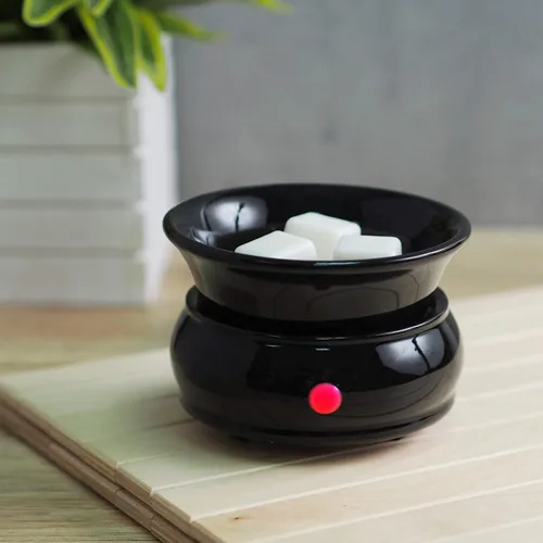 Miniatura 2 de Hosley - Calentador eléctrico de cerámica negra para cera de fragancia, líquido de potpurrí. Ideal para spa y aromaterapia. Usa cubos de cera
