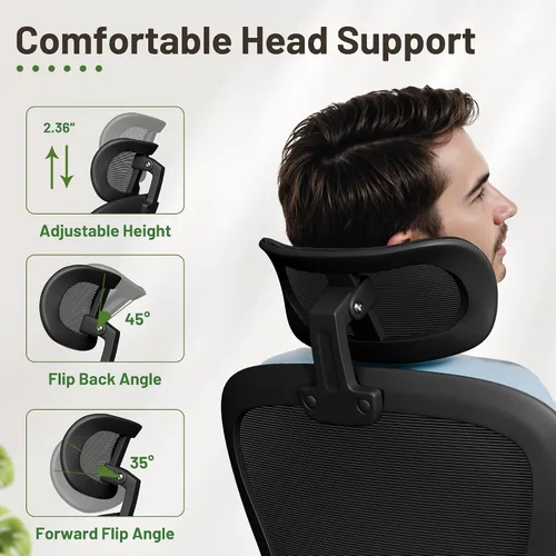 Miniatura 5 de Furmax Silla de oficina ergonómica ejecutiva con respaldo alto para computadora con reposacabezas 3D, reposabrazos de apoyo lumbar ajustables