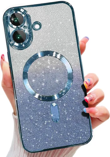 Miniatura 15 de Misscase Funda magnética compatible con iPhone 14 con purpurina y protector de lente de cámara, protección completa, compatible con MagSafe