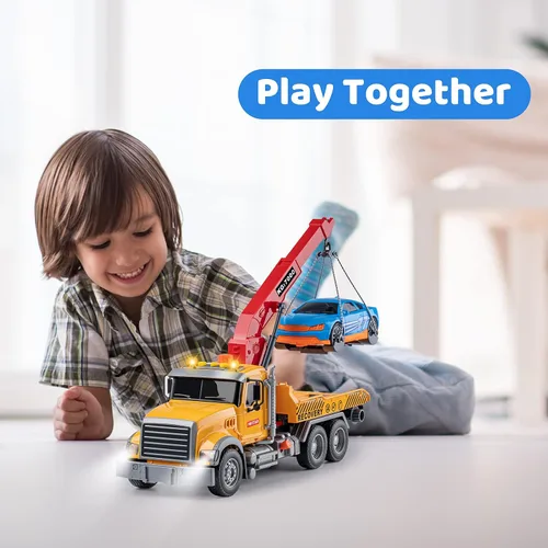 Miniatura 7 de Camiones de Remolque Grandes de Juguete con Gancho y Coche para Niños, Camiones de Juguete de Retroceso con Luz y Sonido para Niños