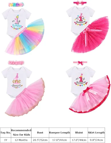 Miniatura 6 de ODASDO Baby Girl - Juego de 3 tutú, 3 unidades, para fiesta de cumpleaños