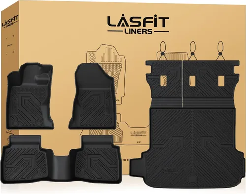 Miniatura 29 de LASFIT Tapete de carga y respaldo para Nissan Armada/Infiniti QX80 2019-2024, TPE para todo tipo de clima, ajuste personalizado, fácil de limpiar