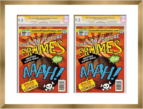Miniatura 40 de Marco negro para cómics graduados Marco completo de cómics con paspartú de conservación negro y acrílico de grado UV Hecho para exhibir (6)