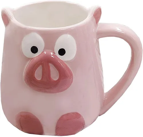 Taza de té de agua de frutas y animales de cerámica 3D - Cerdo/Panda/Zorro/Fresa/Piña/Sirena
