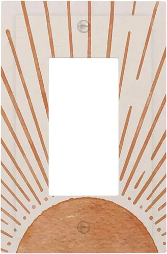 Miniatura 19 de Placa de pared eléctrica de 1 gang sin dispositivo en blanco, bohemio naranja vintage años 70 60s beige amanecer puesta de sol mediados de siglo