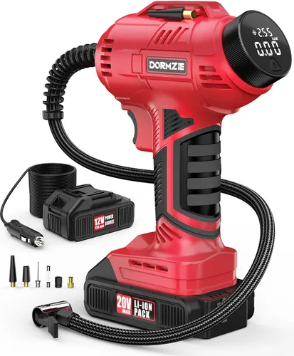 Miniatura 7 de Inflador de neumáticos, compresor de aire portátil, bomba de aire de mano de 150 PSI para neumáticos de automóvil con batería recargable de 20 V
