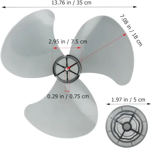Miniatura 3 de Hoja de ventilador de plástico de 16 pulgadas con cubierta de tuerca, pieza de repuesto de 3 cuchillas para muchos ventiladores de pedestal, de pie