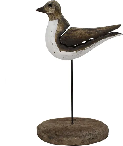Miniatura 9 de Estatua de pájaro marino de madera, gaviota en el soporte, escultura náutica de aves costeras, para interiores y exteriores, figura de animales