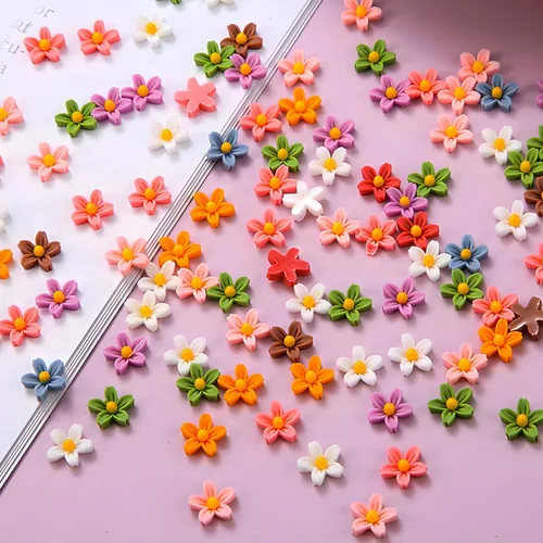 Miniatura 3 de 220 flores de margaritas de resina para manualidades, casa de muñecas, miniaturas de resina, pequeñas flores de margaritas para jardín de hadas