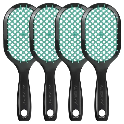 Miniatura 12 de Paquete de 4 cepillos de cabello desenredante ventilados – Cepillo desenredante con cerdas suaves para sin esfuerzo – Ideal para cabello húmedo seco