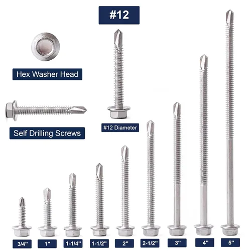 Miniatura 3 de Tornillos de chapa de metal de 1-1/2 pulgadas, 100 tornillos hexagonales de acero inoxidable 410, tornillos autorroscantes rápidos SG TZH