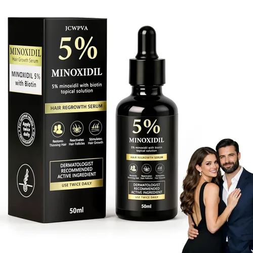 Suero de biotina para el crecimiento del cabello de minoxidil al 5% para hombres y mujeres, solución tópica capilar de minoxidil para el crecimiento