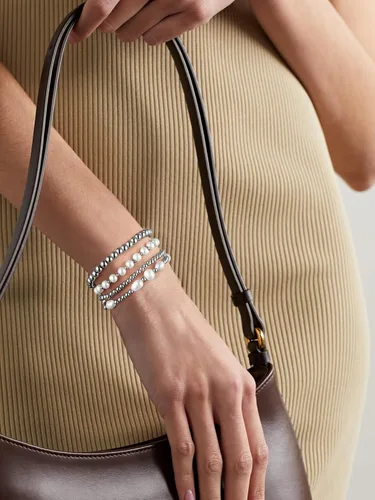 Miniatura 3 de Pulseras de cuentas de oro para mujer, perlas barrocas apilables, chapadas en oro de 14 quilates, pulsera de bolas elásticas para regalo de joyería