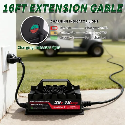 Miniatura 5 de Cargador de batería de litio de 43.8 V 18 A, impermeable IP65, para batería LiFePO4 de 36 V (38.4 V), ideal para carros de golf, vehículos