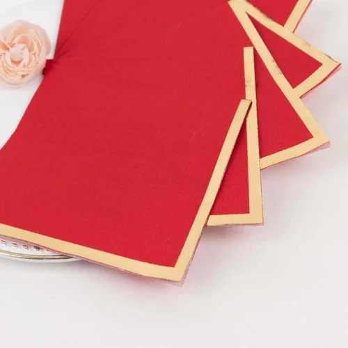 Miniatura 40 de Efavormart 50 Pack Servilletas de papel para fiestas de 2 capas suaves verde oliva con borde dorado de oro, servilletas para cenas, cócteles