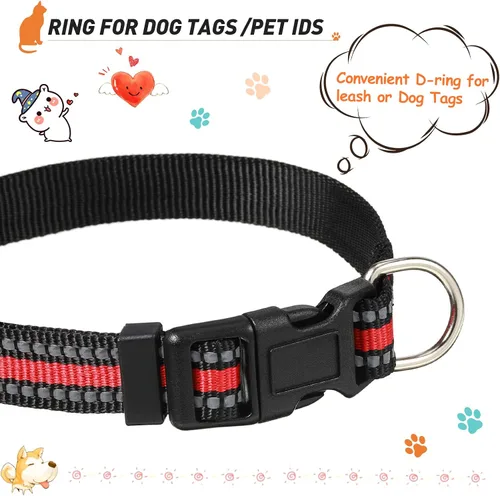 Miniatura 4 de Weewooday 3 collares reflectantes para perros, de nailon, ajustables, de liberación rápida, para perros (M)