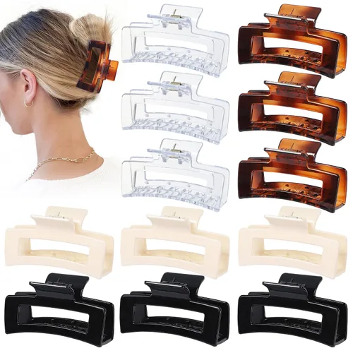 Miniatura 11 de Sisiaipu Accesorios Medianos para el Cabello de 3.5 Pulgadas - 12 Piezas Pinzas de Mandíbula Cuadradas para Cabello Grueso y Fino, Pinzas Básico