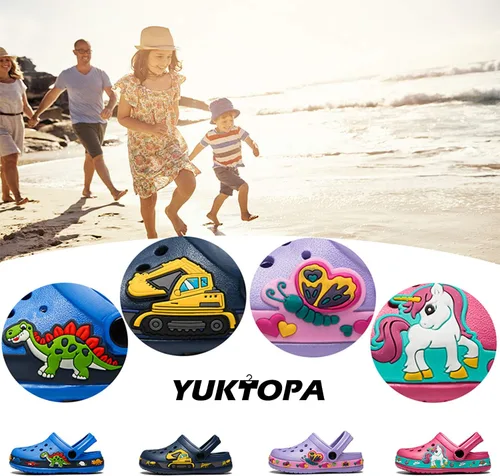 Miniatura 6 de YUKTOPA Sandalias de dibujos animados para niños y niñas, zapatos de jardín ligeros para playa, piscina, ducha