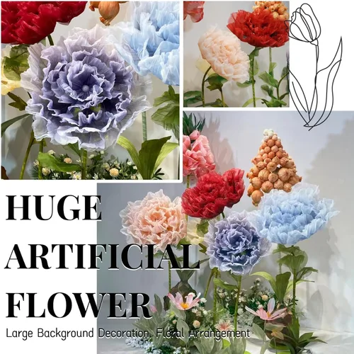 Miniatura 2 de Decoración de Flores Gigantes con Luz, 6.56 Pies Organza Floral Eléctrica Grande de Apertura Automática con Luz Parpadeante para Boda Cumpleaños