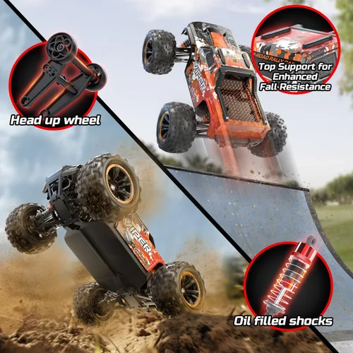 Miniatura 4 de DEERC H16R - Autos RC rápidos sin escobillas, auto de control remoto de alta velocidad 1:16, 52 KM/H, camión monstruo RC 4 x 4, impermeable