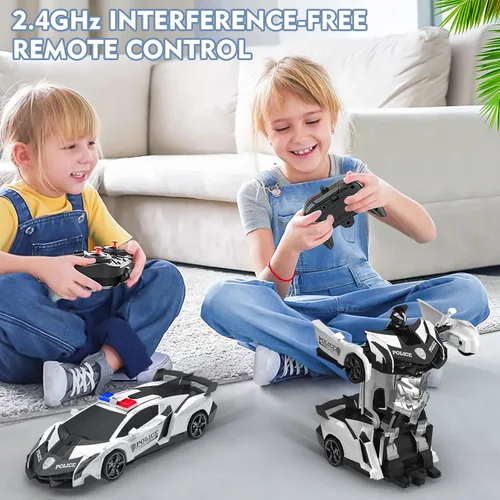 Miniatura 2 de BLUEJAY Transform RC Cars para niños de 4-7 y 8-12 años, auto a control remoto transformándose en robot a escala 1:18, 2.4 GHz, transformación