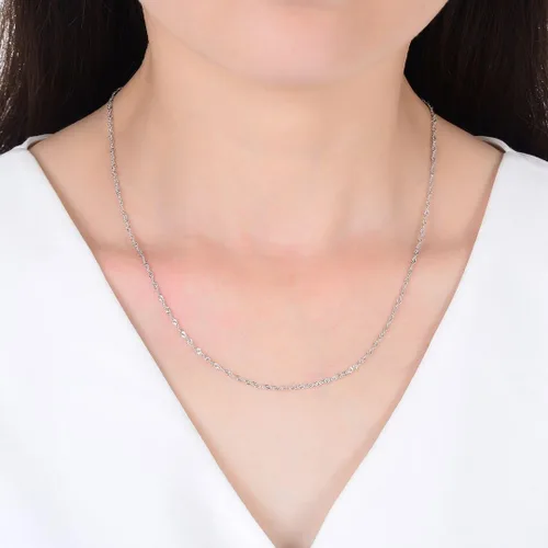 Miniatura 4 de Adabele Solid 925 Sterling Silver White Gold Diamond Cut Singapore Chain Link Necklace 1.4mm Strong Tarnish Resistant Hypoallergenic Nickel Free