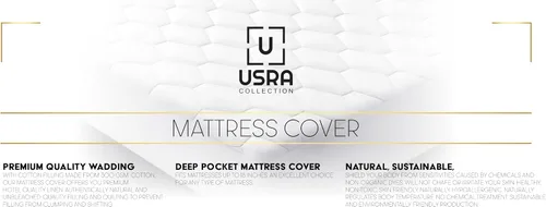 Miniatura 4 de USRA Funda protectora de colchón tamaño individual 100% algodón, acolchado de 300 GSM, no tóxico, 18 pulgadas de profundidad, calidad premium