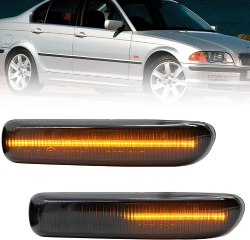 Miniatura 9 de Faros de Marca Lateral de Lente Transparente para BMW E46 1999-2001 Serie 3 Sedán E46 y 1999-2003 Serie 3 Coupé E46 LED Ámbar Delantero Marcador