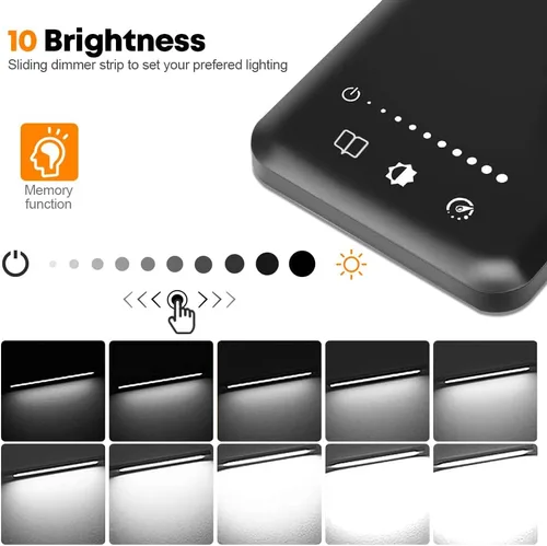 Miniatura 4 de Lámpara de escritorio LED para cuidado de los ojos, lámpara de mesa regulable con 2 puertos de carga USB y 10 niveles de brillo x 5 modos