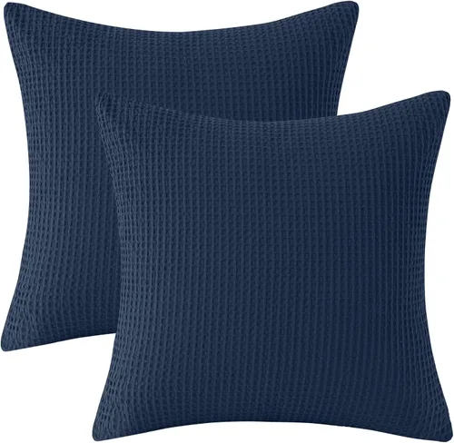 Miniatura 8 de PHF - Fundas de almohada 100% algodón con tejido gofre europeo, 26 x 26 pulgadas, sin relleno, paquete de 2 unidades, elegantes fundas decorativas