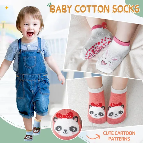 Miniatura 5 de Calcetines antideslizantes para bebés y niños pequeños, calcetines de algodón antideslizantes con pinzas, 6 pares