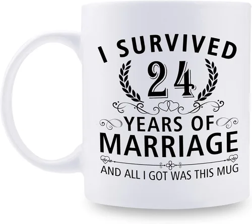 Miniatura 56 de Taza de café de 11 onzas con texto en inglés "I Survived 50 Years of Marriage and All I Got Was This Cup" para el 50 aniversario de boda y para él