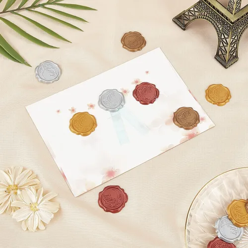 Miniatura 5 de CRASPIRE Calcomanías adhesivas para sellar cera, 25 unidades, estrellas de luna, sellos de cera autoadhesivos, calcomanías decorativas