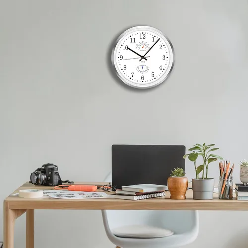 Miniatura 7 de HITO Reloj de pared silencioso de 14 pulgadas, funciona con pilas, reloj de pared grande para decoración de sala de estar, oficina, aula, dormitorio