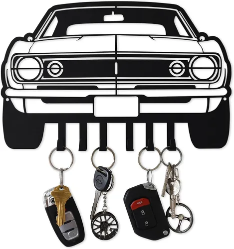 Miniatura 18 de MOOH Llavero de metal para automóvil con 6 ganchos, decoración única de pared para hombres y mujeres, decoración de cueva de hombre genial