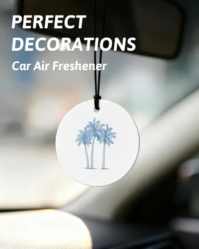 Miniatura 3 de Blue Coastal Beach Orange Car Air Freshener 4 Pcs, Summer Blue Bikini Starfish Palm Tree Round Hanging Air Freshener for Cars Closet Drawer Books