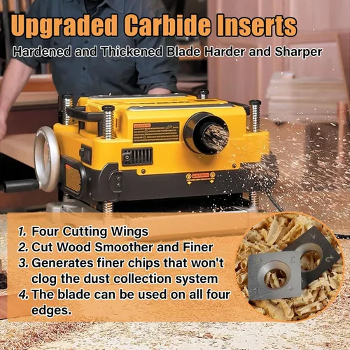 Miniatura 3 de YUEWO Cabezal de corte helicoidal Sprial apto para DeWalt DW735/DW735X/DW735-XE Cepilladora de 13 pulgadas con 66 insertos de carburo