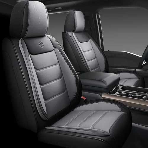 Juego completo de fundas de asiento de automóvil de piel sintética de cobertura completa, fundas de asiento para automóviles, SUV, camionetas, Negro