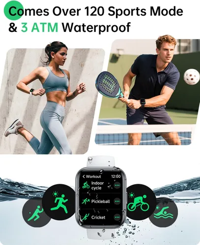 Miniatura 4 de WMK Relojes inteligentes para mujeres y hombres (Android/iPhone), reloj inteligente Alexa HD de 1.83 pulgadas con llamadas Bluetooth, Blanco
