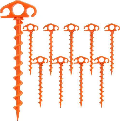 Miniatura 11 de Estacas de Anclaje para Tienda de Campaña Atornillables, Paquete de 6 Estacas de Arena para Playa de 9.4 Pulgadas, Clavijas Espirales Resistentes